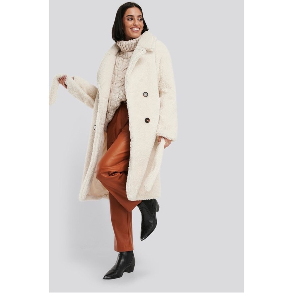 NA-KD Belted Long Teddy Coat